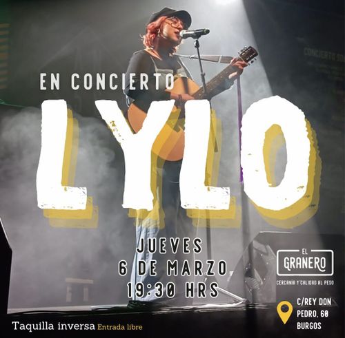 Lylo en concierto. Jueves 6 de marzo 19:30h en El Granero