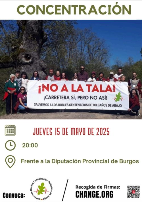Concentración contra la tala de robles en Tolbaños