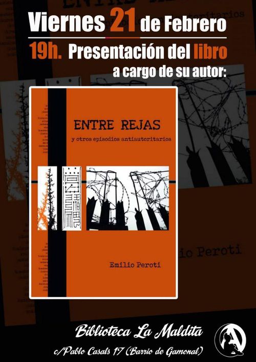 Presentación del libro Entre rejas a cargo de su autor