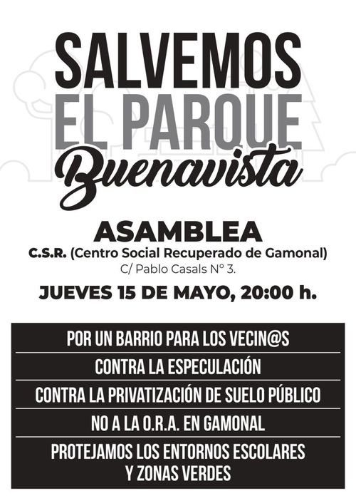 Asamblea en C.S.R. Gamonal para salvar el parque Buena Vista