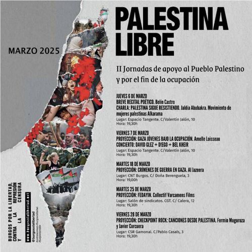 II jornadas de apoyo al Pueblo Palestino y por el fin de la ocupación. Marzo 2025.