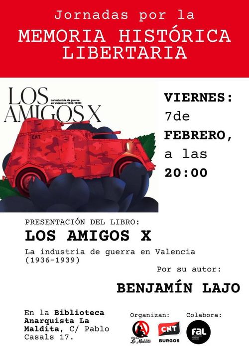 presentación del libro Los amigos X – La industria de guerra en Valencia (1936-1939) Por su autor: Benjamín Lajo